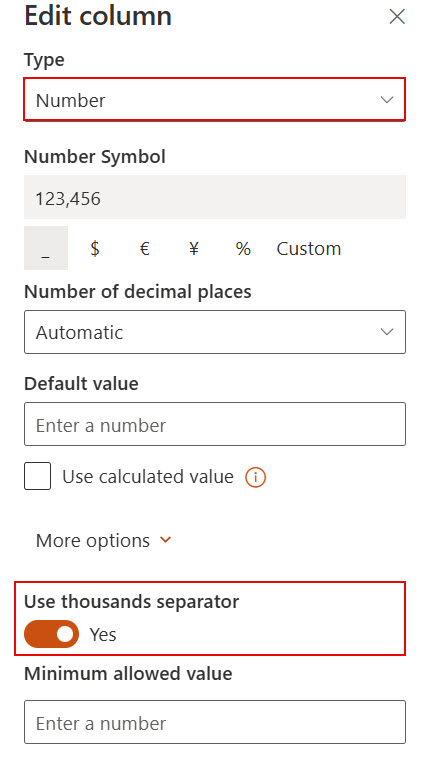 format SharePoint number column without commas using powershell