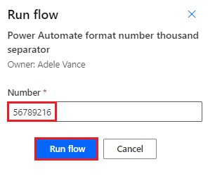 Formatting number with thousands separator in Power Automate