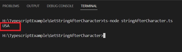 get string after character using slice() in Typescript