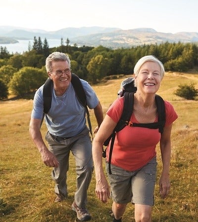 Man and woman enjoying a hike