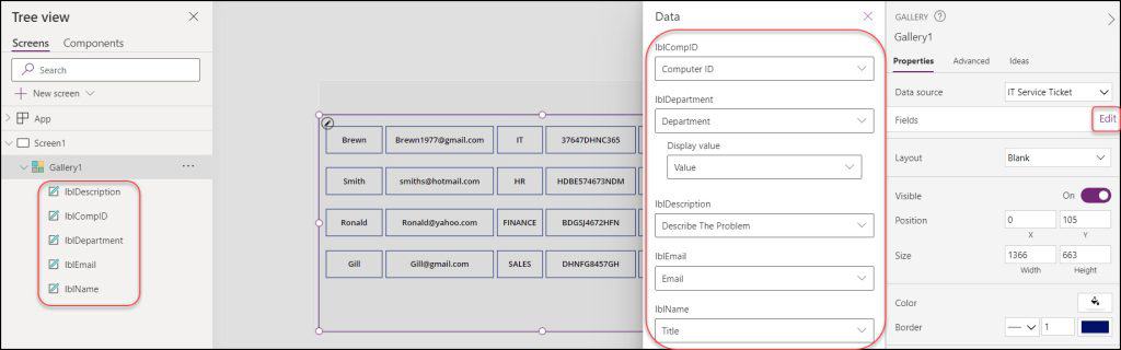 grid view in powerapps