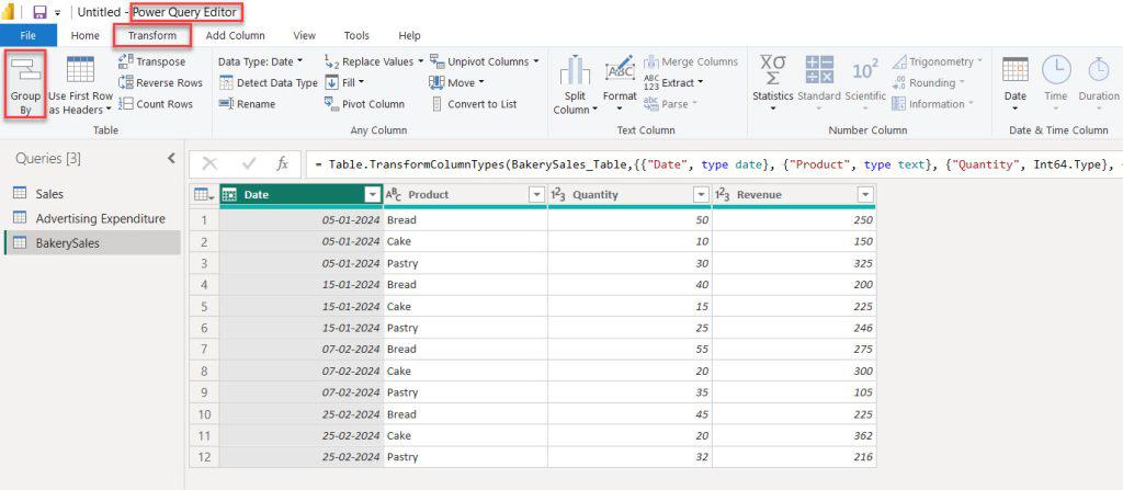 Group By date in Power BI