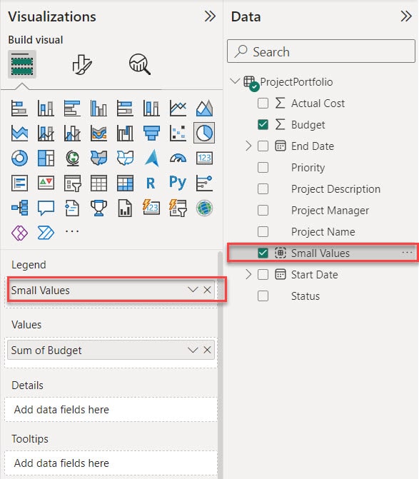 group small values in the Power BI pie chart