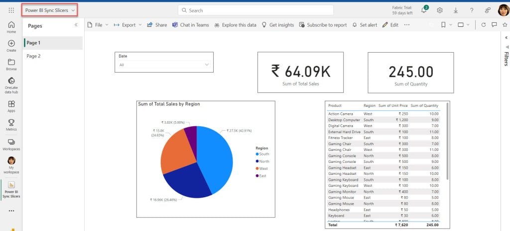 How do I add Sync slicer to Power BI service