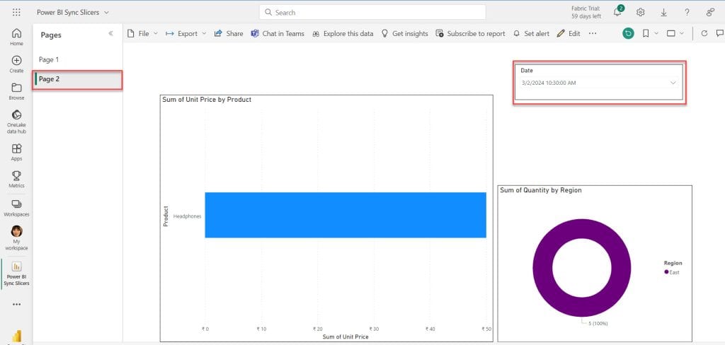 How do I sync slicer in Power BI Online