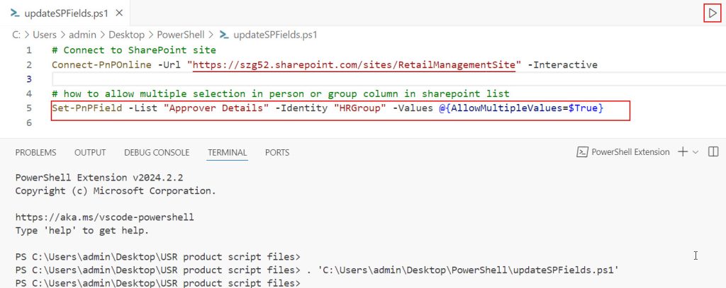 How do you set sharepoint user field to allow multiple users with powershell