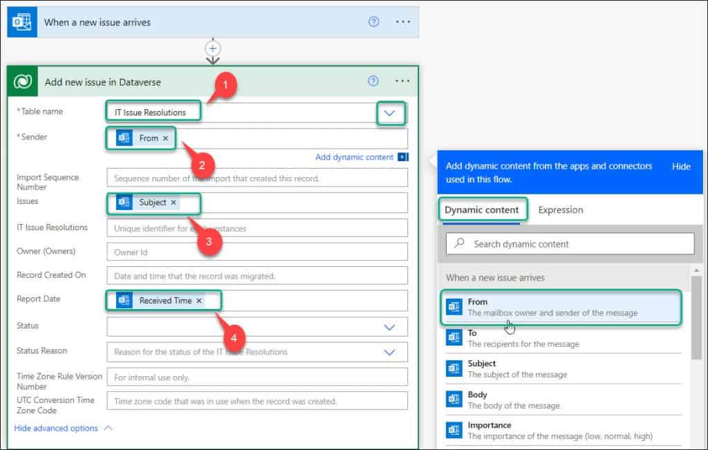 How to add a new row in Dataverse using Power Automate