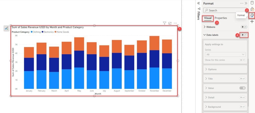 how to add data labels in power bi