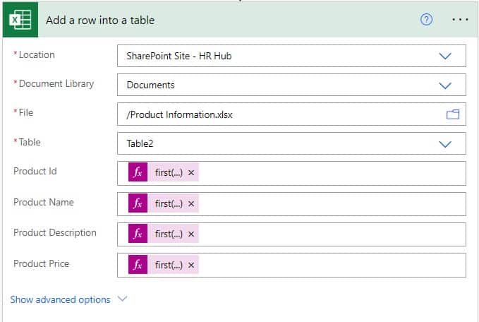 How to add row to excel from email using Microsoft flow