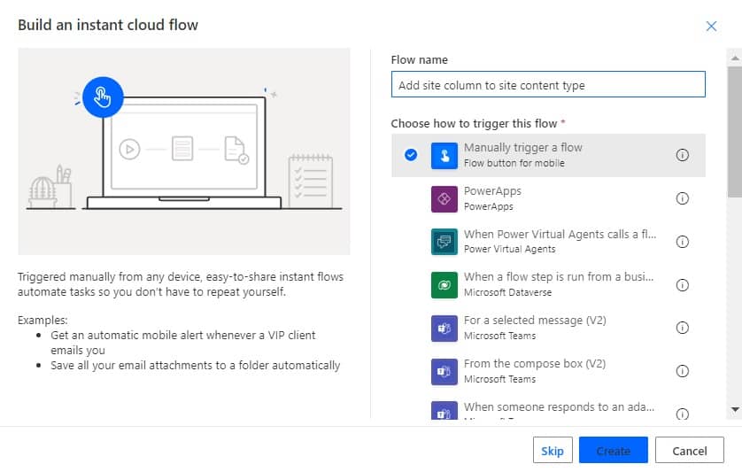 add Site columns to SharePoint content type using Power Automate