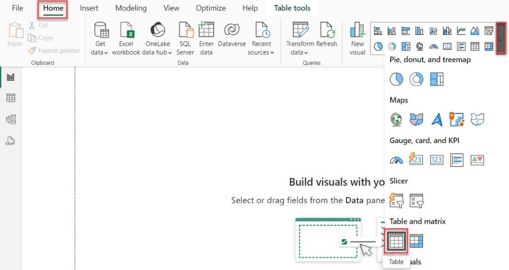 how to center table value in power bi