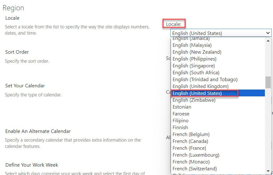 how to change language in sharepoint