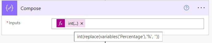 how to convert percentage to whole number in Microsoft Power Automate