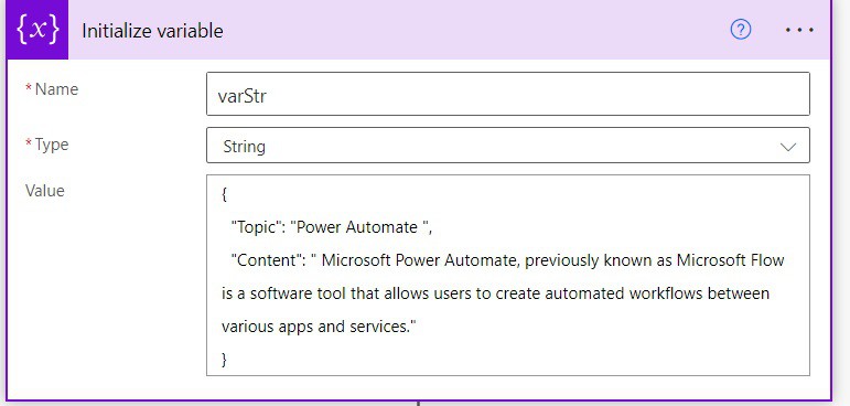 How to convert string to object Microsoft Power Automate