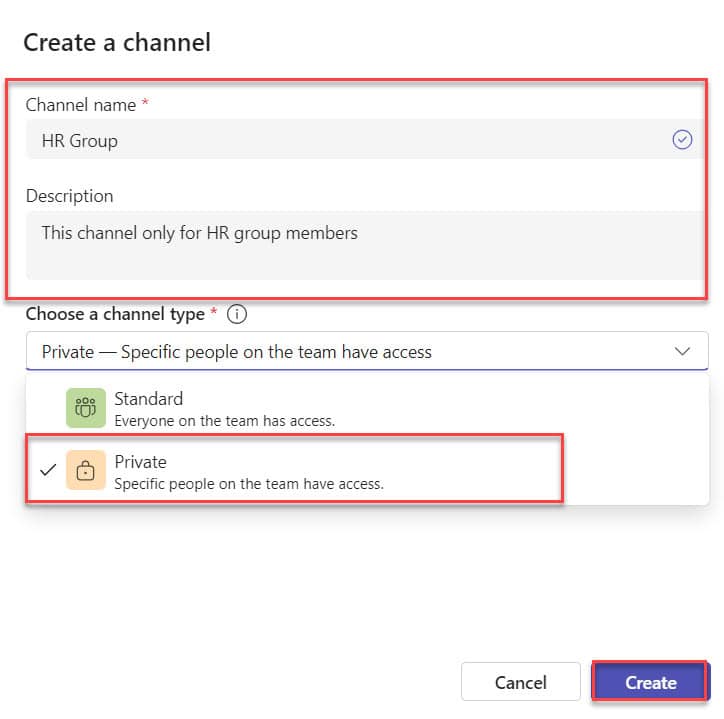 how to create a channel in teams