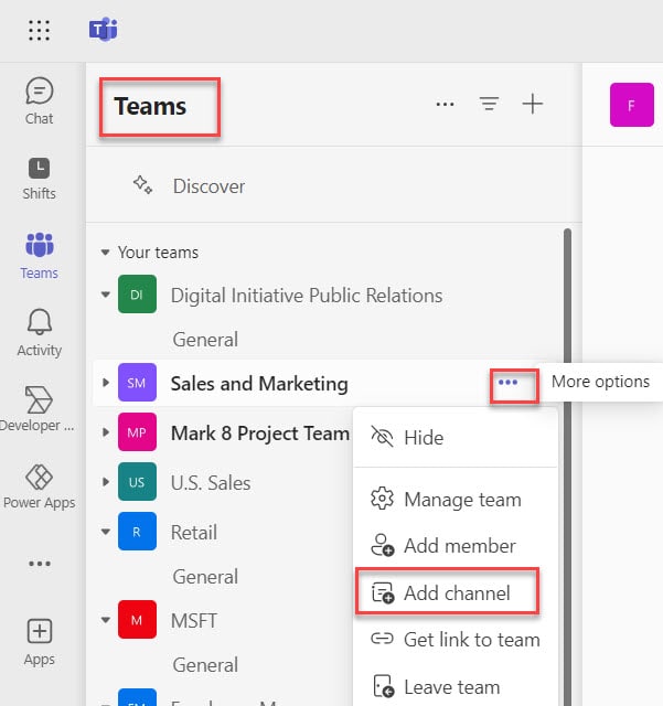 how to create a private channel in teams