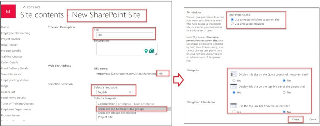 How to create a subsite in SharePoint Online