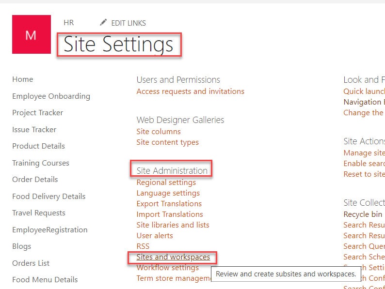 How to create a subsite in SharePoint