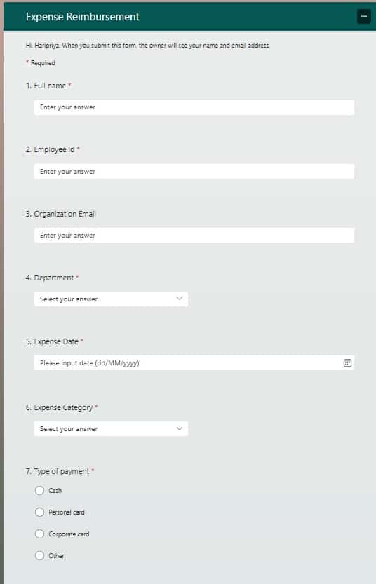 How to create automated expense reimbursement using Microsoft power automate