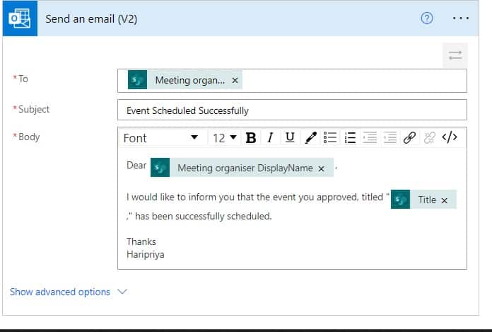 How to create calendar events from the SharePoint list using Microsoft flow