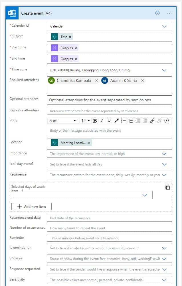 How to create calendar events from the SharePoint list using Microsoft Power automate