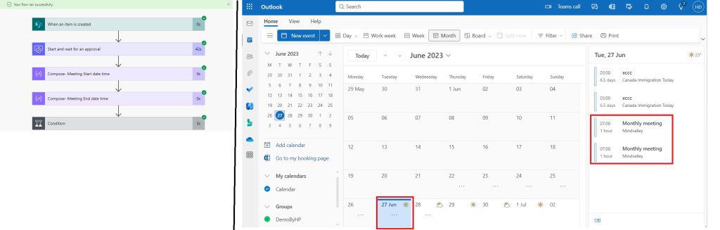 How to create calendar events from the SharePoint Online list using MS flow