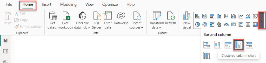 how to create clustered column chart in power bi