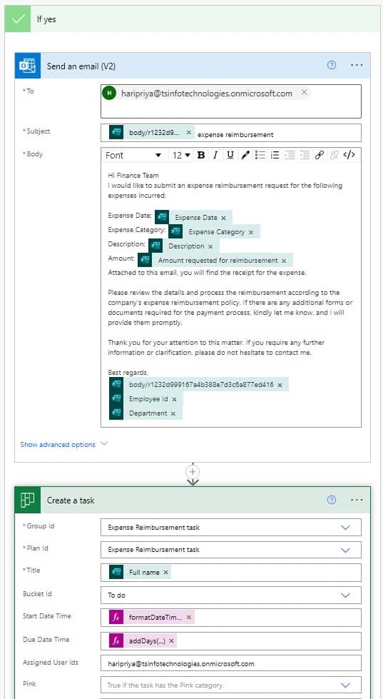 Power Automate Expense reimbursement and approval