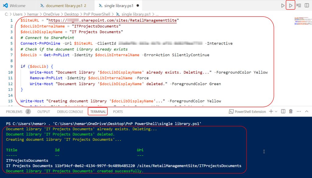 how to create sharepoint document library using pnp powershell