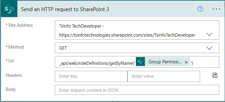 How to create SharePoint group using Microsoft flow