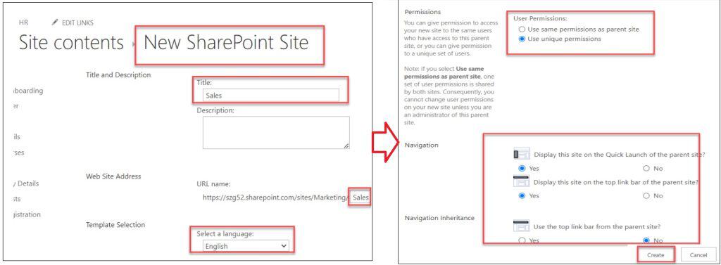 How to create SharePoint subsite