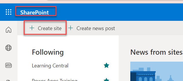 How to create site in SharePoint Online