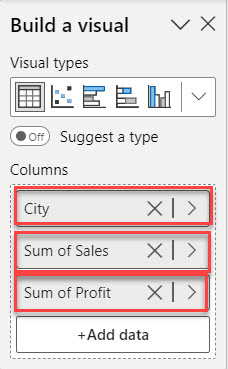 how to create  table visual in power bi