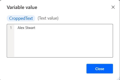 How to crop substring from text using Power Automate Desktop