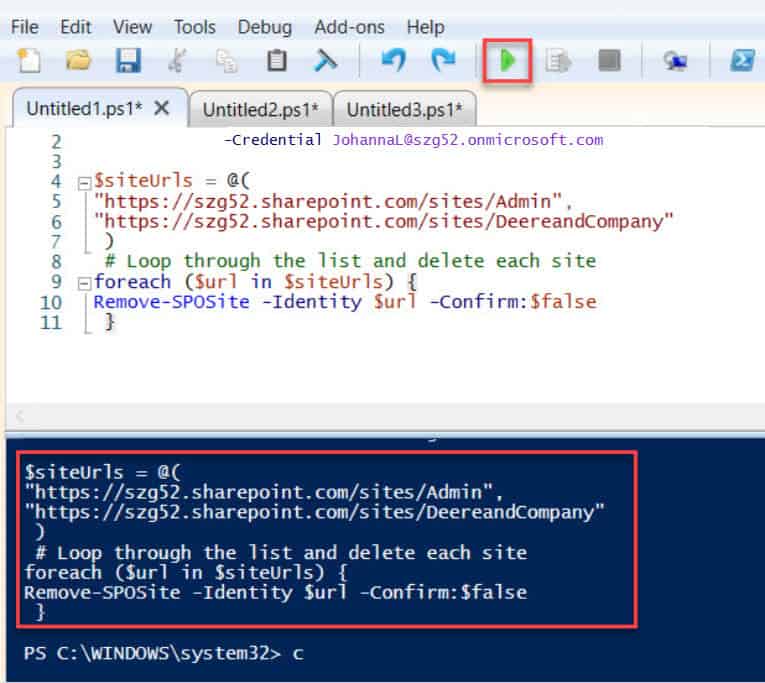 how to delete sharepoint sites powershell