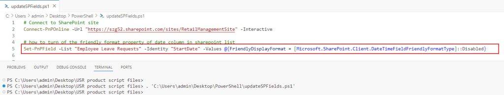 how to disable friendly format in sharepoint list date field using powershell