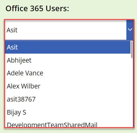 How to display PowerApps Dropdown Items from Office 365 groups