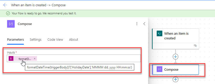 How to format datetime in Power Automate dynamic content