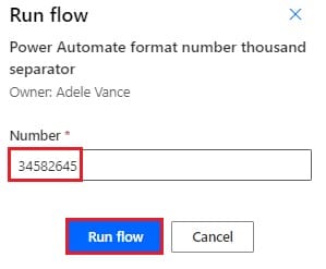 How to format number with thousand separator in Power Automate flow