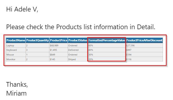 How to format number without decimal in the HTML table using flow