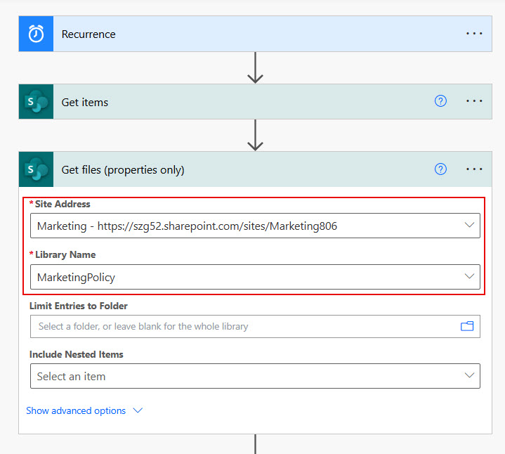 how to get folder path of sharepoint in powerautomate