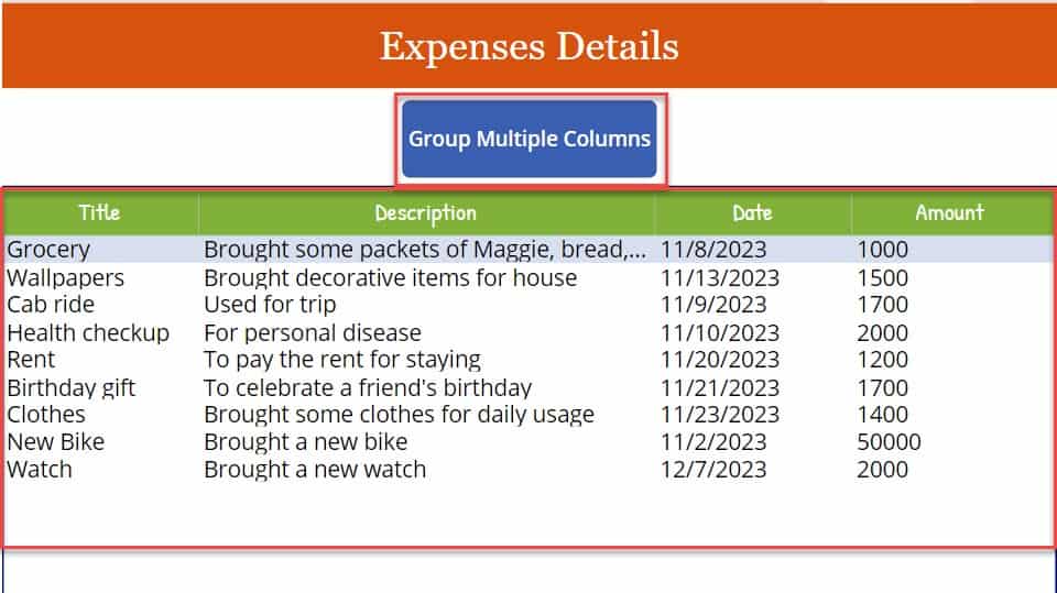 How to group a PowerApps data table