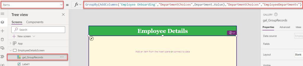How to Group the Items in Power Apps Gallery