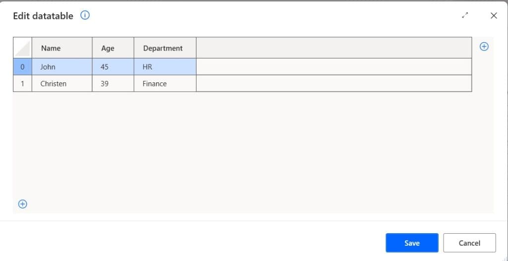 How to Insert a row to the data table in Microsoft Power Automate desktop