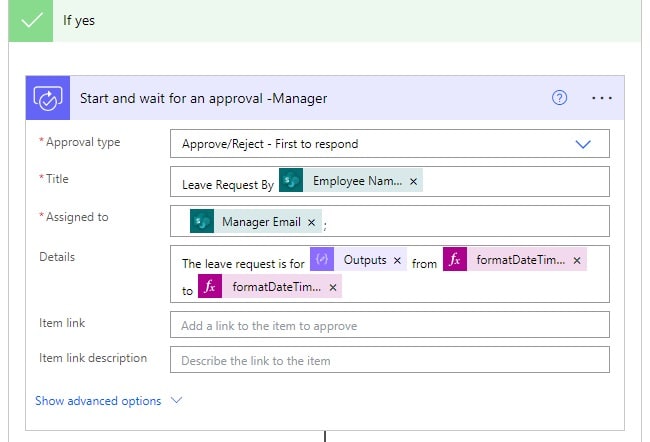 How to leave request workflow in Power automate