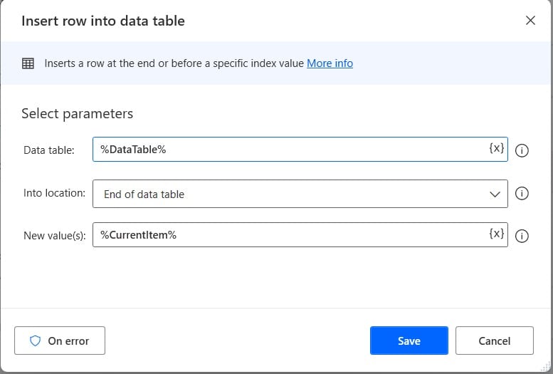 How to loop through excel rows using Ms Power Automate desktop