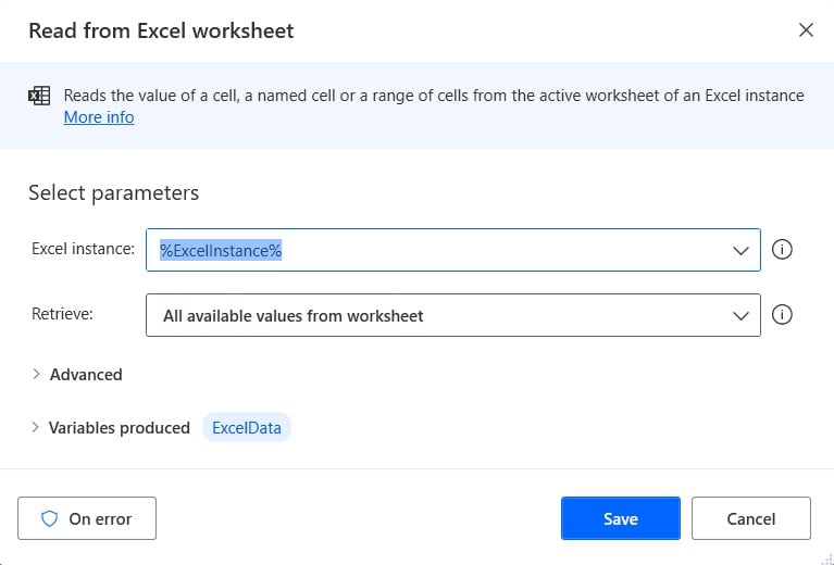 How to loop through excel rows using Power Automate desktop