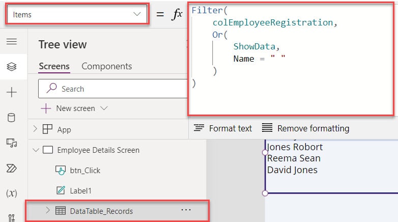 How to Make a Data Table Empty using Variables in Power Apps