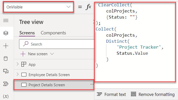 How to make a Power Apps data table control empty