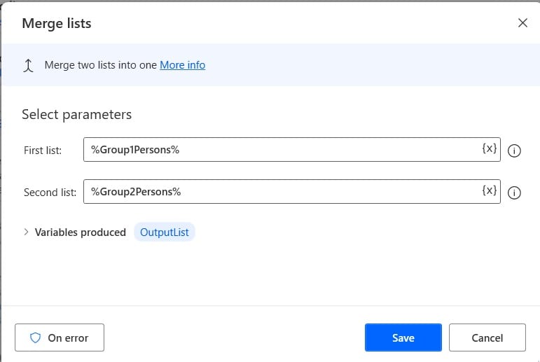 How to merge list items in Microsoft Power automate desktop